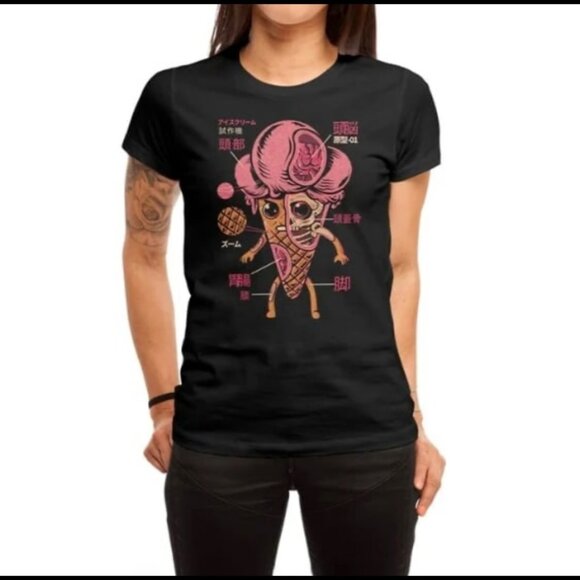 Ice Cream Kaiju Black Graphic T Shirt Ladies‎ Small - Picture 1 of 9
